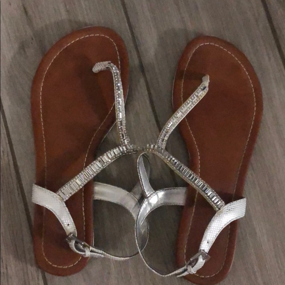 Silver jeweled sandals